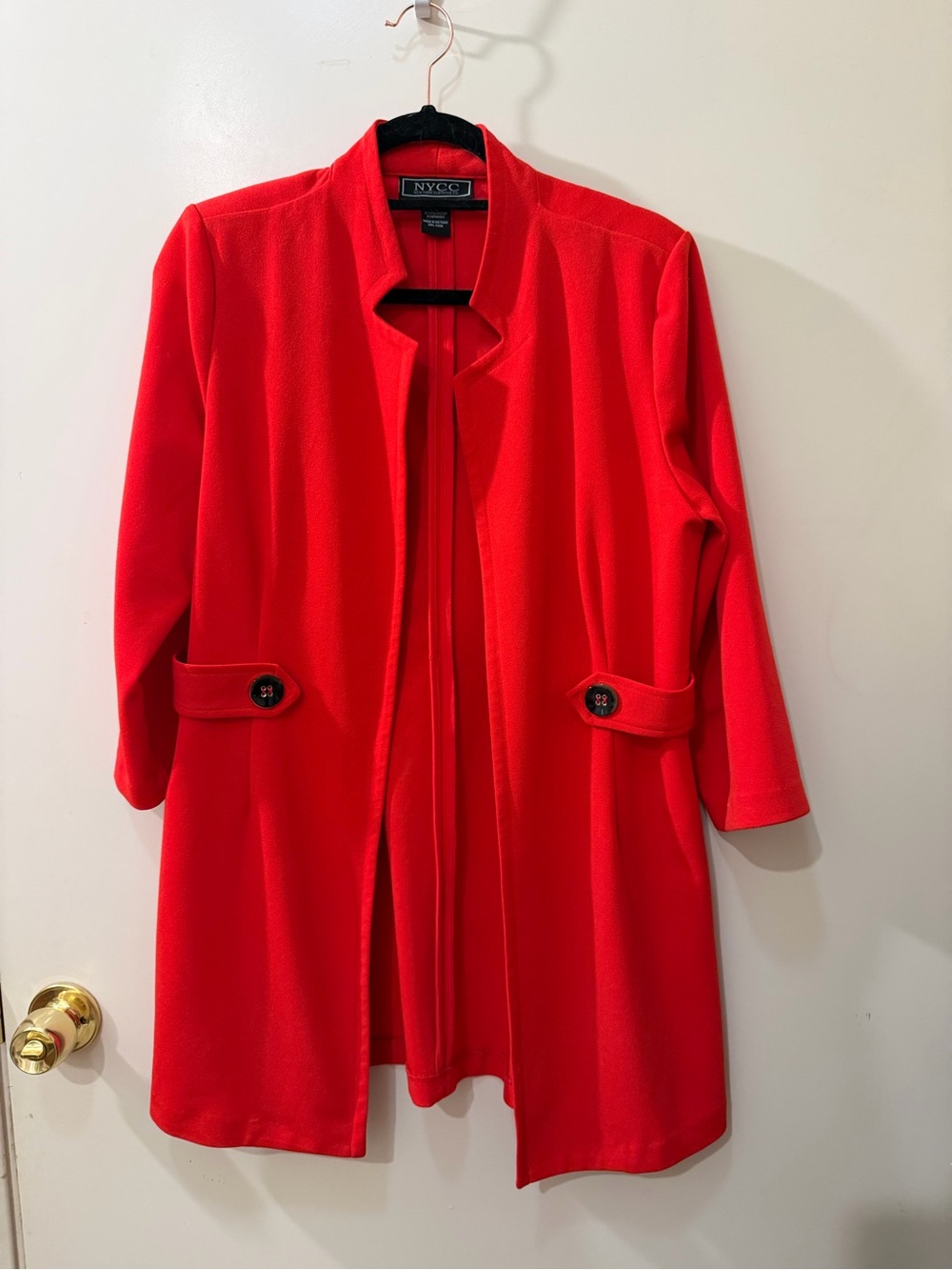 New York & Company Bright Red Open-Front Ponte Blazer